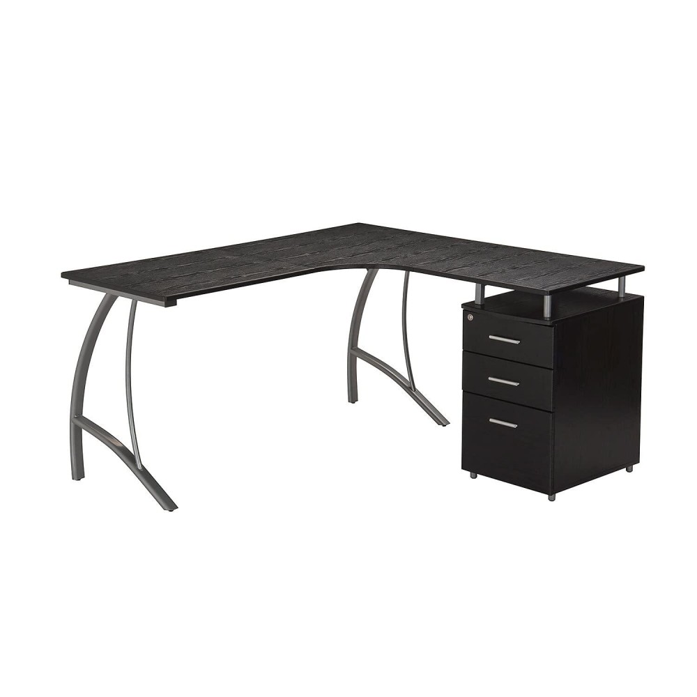 Techni Mobili L Shape Corner Desk With File Cabinet In Dark Espresso