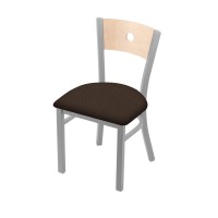 Holland Bar Stool Co. 630 Voltaire 18 Chair With Anodized Nickel Finish, Natural Back, And Rein Coffee Seat