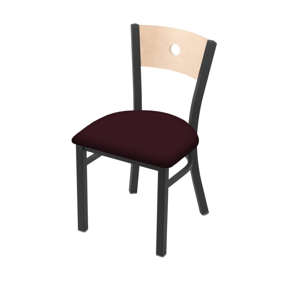 Holland Bar Stool Co. 630 Voltaire 18 Chair With Pewter Finish, Natural Back, And Canter Bordeaux Seat