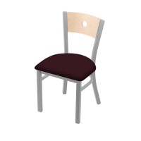 Holland Bar Stool Co. 630 Voltaire 18 Chair With Anodized Nickel Finish, Natural Back, And Canter Bordeaux Seat