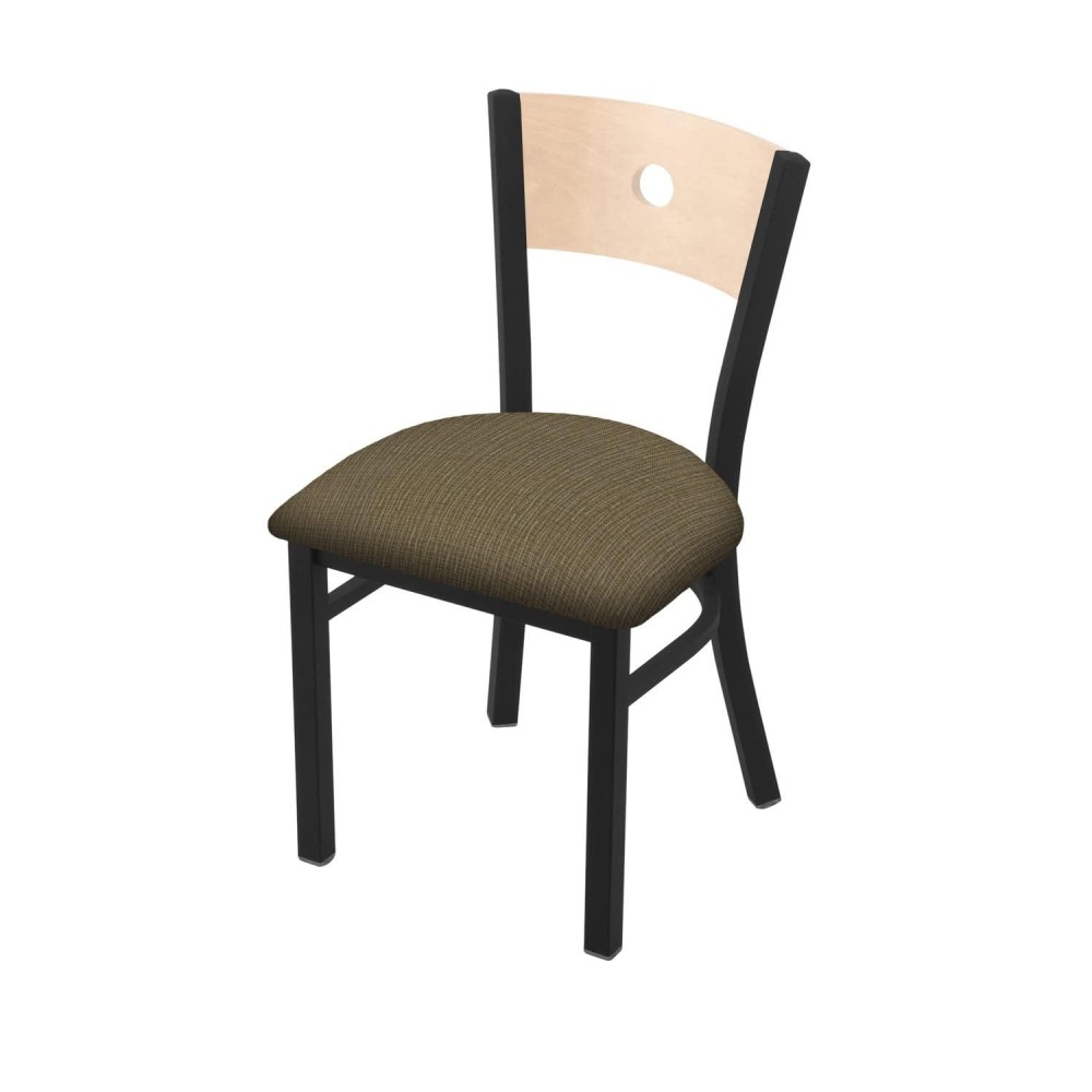 Holland Bar Stool Co. 630 Voltaire 18 Chair With Black Wrinkle Finish, Natural Back, And Graph Cork Seat