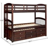 Acme Micah Wooden Frame Twin Over Twin Storage Bunk Bed With Trundle In Espresso