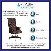 Flash Furniture High Back Traditional Fully Tufted Brown Leathersoft Executive Swivel Ergonomic Office Chair With Arms