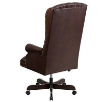 Flash Furniture High Back Traditional Fully Tufted Brown Leathersoft Executive Swivel Ergonomic Office Chair With Arms