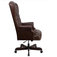 Flash Furniture High Back Traditional Fully Tufted Brown Leathersoft Executive Swivel Ergonomic Office Chair With Arms