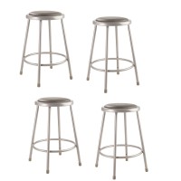 National Public Seating 6424-Cn Steel Stool With 24 Vinyl Upholstered Seat, Grey (Pack Of 4)