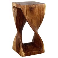 Haussmanna Original Wood Twist Stool 12 X 12 X 23 In High Walnut Oil