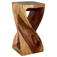 Haussmanna Original Wood Twist Stool 12 X 12 X 23 In High Walnut Oil