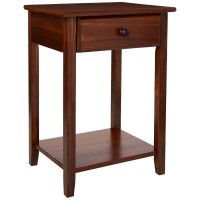 Casual Home Night Owl Nightstand With Usb Ports-Warm Brown