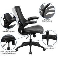 Flash Furniture Kelista Office Chair, Ergonomic, Mid-Back, Black Leathersoft Seat And Mesh Back With Swivel