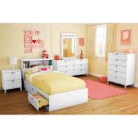 South Shore Spark Twin Storage Bed And Bookcase Headboard, Pure White