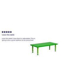 Flash Furniture 24W X 48L Rectangular Green Plastic Height Adjustable Activity Table