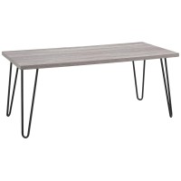 Ameriwood Home Altra Owen Retro Coffee Table With Metal Legs, Distressed Gray Oak