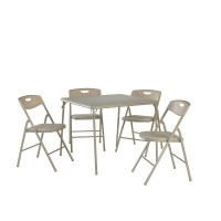 Cosco 5-Piece Folding Table And Chair Set, Antique Linen