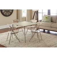 Cosco 5-Piece Folding Table And Chair Set, Antique Linen