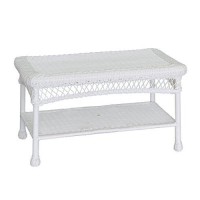 Jeco All-Weather Wicker Resin Outdoor Patio Coffee Table In White