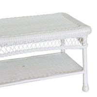 Jeco All-Weather Wicker Resin Outdoor Patio Coffee Table In White