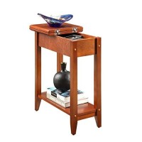 Convenience Concepts American Heritage Flip Top End Table With Shelf, Cherry