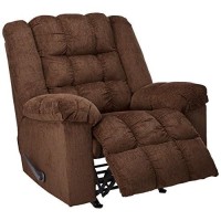 Signature Design By Ashley Ludden Ultra Plush Manual Rocker Recliner With Tufted Back, Dark Brown