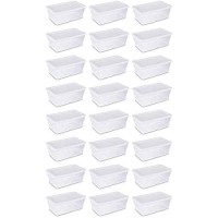 Sterilite 6 Quart Clear Plastic Stacking Storage Container Tote With Latching Lid (24 Pack)