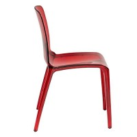 Leisuremod Adler Mid-Century Modern Dining Side Chair, Set Of 2 (Transparent Red)