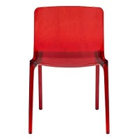 Leisuremod Adler Mid-Century Modern Dining Side Chair, Set Of 2 (Transparent Red)