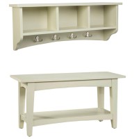 Alaterre Shaker Cottage Wall-Mounted Coat Hook With Storage Cubbies And Bench Set, Sand