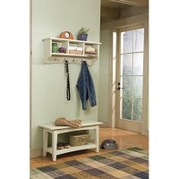 Alaterre Shaker Cottage Wall-Mounted Coat Hook With Storage Cubbies And Bench Set, Sand