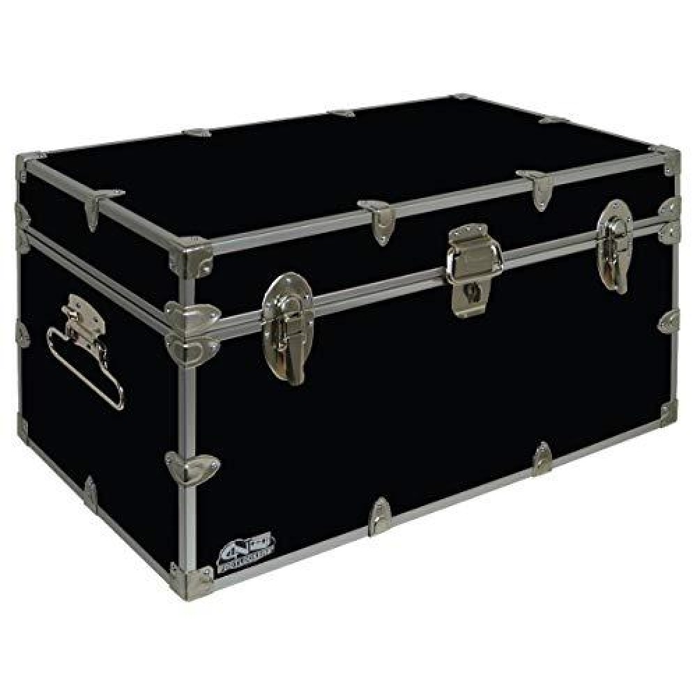 C&N Footlockers Undergrad Storage Trunk - College Dorm Chest - Durable With Lid Stay - 32 X 18 X 165 Inches (Black)