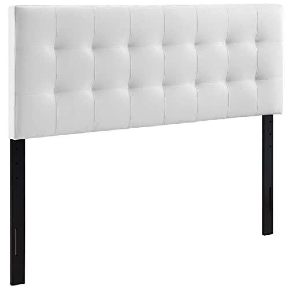 Modway Lily Tufted Faux Leather Upholstered Queen Headboard In White