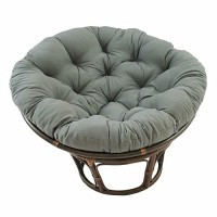 International Caravan Furniture Piece 42-Inch Rattan Papasan Chair With Solid Twill Cushion