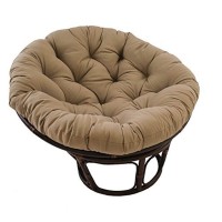 International Caravan Furniture Piece 42-Inch Rattan Papasan Chair With Solid Twill Cushion