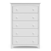 Storkcraft Kenton 5 Drawer Universal Dresser | Wood And Composite Construction, Ideal For Nursery, Toddlers Or Kids Room | White