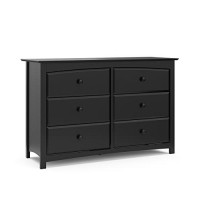 Storkcraft Kenton 6 Drawer Universal Dresser | Wood And Composite Construction, Ideal For Nursery, Toddlers Or Kids Room | Black