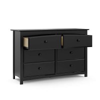 Storkcraft Kenton 6 Drawer Universal Dresser | Wood And Composite Construction, Ideal For Nursery, Toddlers Or Kids Room | Black