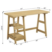 Convenience Concepts Designs2Go Trestle Desk With Shelves, 47, Light Oak