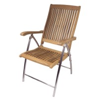 Seateak Windrift Outdoor Chair - 6-Position Foldable Chair - Weatherproof, Portable Teak Armchair With Stainless Steel Legs For Deck, Patio, Outdoors