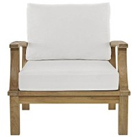 Modway Marina Premium Grade A Teak Wood Outdoor Patio Armchair, Natural White