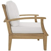 Modway Marina Premium Grade A Teak Wood Outdoor Patio Armchair, Natural White