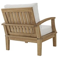 Modway Marina Premium Grade A Teak Wood Outdoor Patio Armchair, Natural White