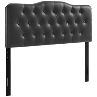 Modway Annabel Tufted Button Faux Leather Upholstered Queen Headboard In Black