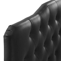 Modway Annabel Tufted Button Faux Leather Upholstered Queen Headboard In Black