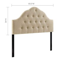 Modway Sovereign Tufted Button Linen Fabric Upholstered Queen Headboard In Beige