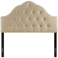 Modway Sovereign Tufted Button Linen Fabric Upholstered Queen Headboard In Beige