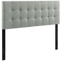 Modway Emily Tufted Button Linen Fabric Upholstered Queen Headboard In Gray