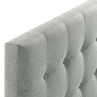 Modway Emily Tufted Button Linen Fabric Upholstered Queen Headboard In Gray