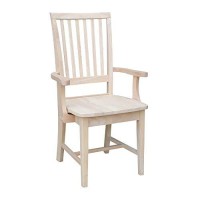 International Concepts Mission Side Chair With Arms, Unfinished