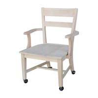 International Concepts Dining Chair With Casters, Unfinished