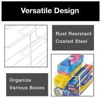 Smart Design 3-Tier Kitchen Foil Wrap Holder Organizer - Steel Metal Wire - Rust Resistant Finish - Pantry, Under Sink, Cabinet Organization - Kitchen (9.9 X 7 Inch) [White]