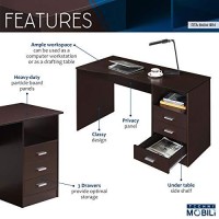 Techni Mobili Classic Computer Desk With Multiple Drawers, 29.5 X 23.6 X 51.2, Wenge